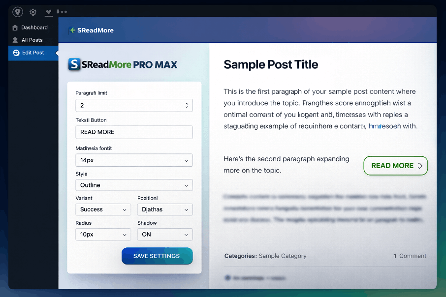SReadMore PRO MAX Settings